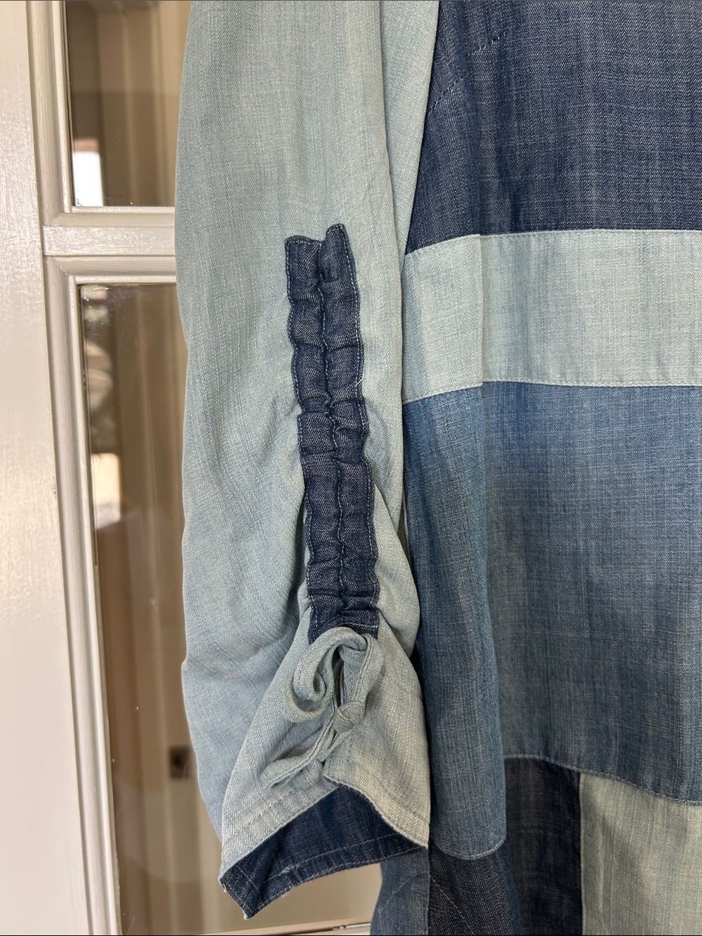 John Mark Patchwork Blue Denim Tunic Top - Picture 3 of 7